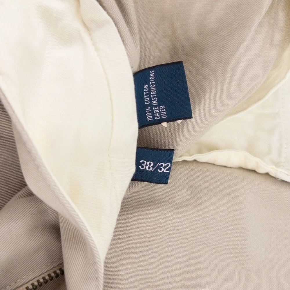 Vintage NWT Deadstock Polo Ralph Lauren Mens 38x32 Andrew Pant Tan Pleated Chino